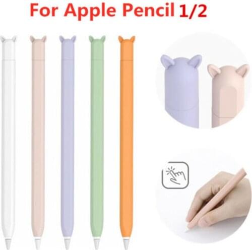 For Apple Pencil 1/2 Silicone Stylus Pen Case Protective Sleeve Cap Cartoon Ears Tablet Touch Stylus Pen Cover
