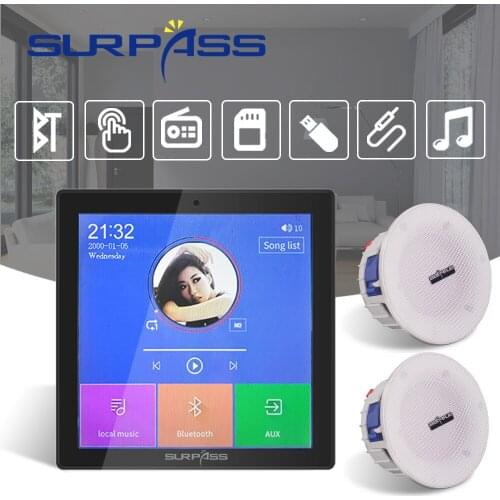Smart Bluetooth HiFi Stereo Wall Amplifier Power Digital Fm Radio 20w Ceiling Speaker Music Home Audio System for Hotel Bathroom
