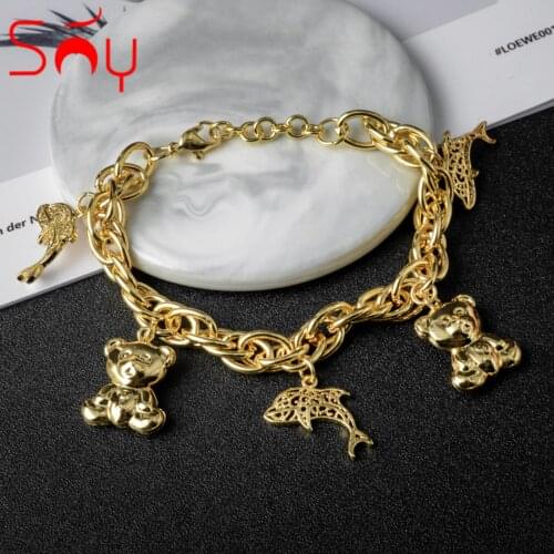 Sunny Jewelry Fashion Teddy Bear Fish Lovely Charm Bracelets For Women Hand Chains Bracelet High Quality For Engagement Gift