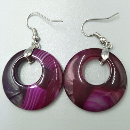 Free Shipping Women Fashion Jewelry 28mm Rose Carnelian Round Beads Dangle Earrings C5295