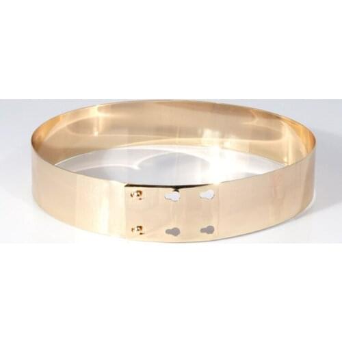 Women Punk Full Metal Mirror skinny Waist Belt 2019 Metallic Gold Plate 3cm Wide Chains Lady ceinture sashes for dresses SD19