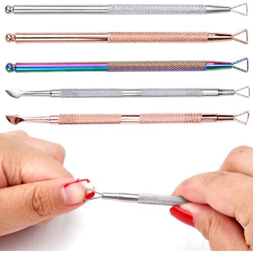 1/2/3pcs Nail UV Gel Polish Remover Culticle Pusher Stainless Steel Stick Rod Pusher Remover Semi Permanent Manicure Art Tool