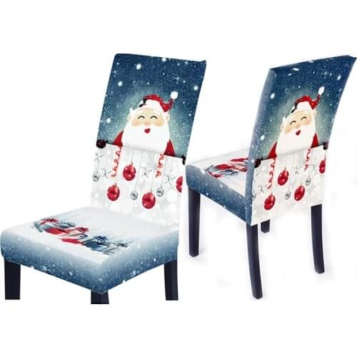 Christmas Dining Chair Cover Santa Claus Xmas Tree Elk Sled Shape Elastic Chair Slipcover for Living Room Decor 1/2/4/6/8 Pcs