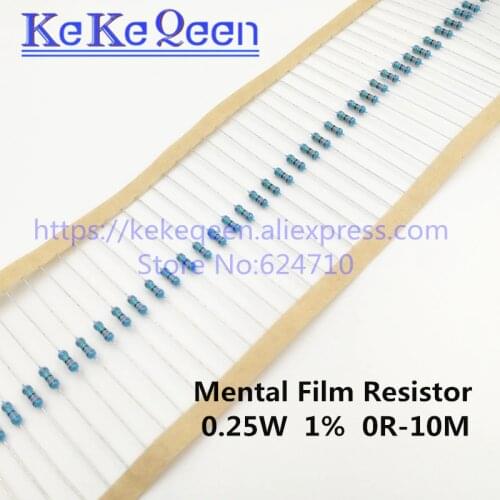 100pcs/lot 0.25W 1% 1/4W Mental Film 3.9R 3R9 4.3R 4.7R 4R3 4R7 5.1R 5.6R 5R1 5R6 6.2R 6.8R 7.5R 6R2 6R8 7R5 8.2R 8R2 9.1R 9R1