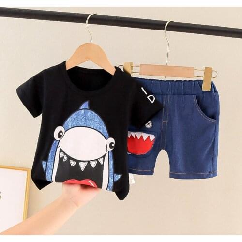 New Summer Baby Boy Girls Cartoon Clothes Outfit Suit Children Cotton 1 2 3 4 Years Kids T-Shit+Shorts 2pc/Sets Toddler Clothing
