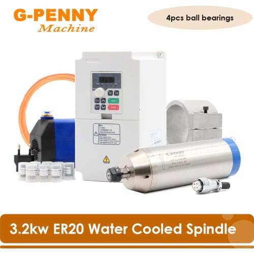 3.2kw ER20 Water cooled spindle updated water cooling spindle for CNC Router engraving & 4.0kw QL Inverter & 100mm Bracket