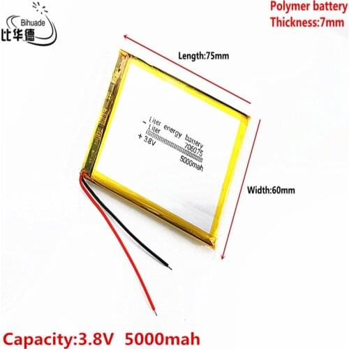 3.8V,5000mAH 706075 Liter energy battery Polymer lithium ion / Li-ion battery for tablet pc BANK,GPS,mp3,mp4