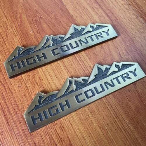 3D Metal Bronze HIGH COUNTRY 4X4 Auto Trunk Emblems Badge Decals Sticker Car Accessories X2