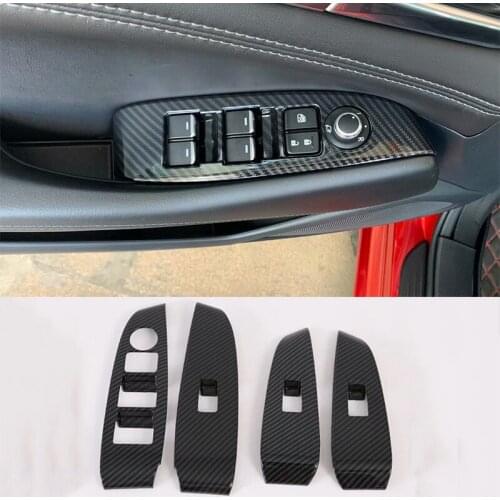 ABS 4pcs Door Armrest Window Lift Button Control Panel Cover Trim Inner For Mazda 6 Atenza 2019 2020 Accessories