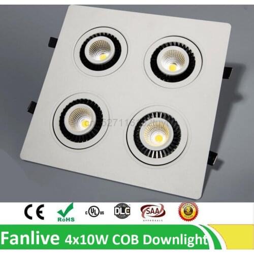 5pcs/lot Downlight Cob 4x7W 4x10W 4x12W 4 Head Rotate 360 Degree COB LED Downlight Recessed Down Lamp Warm White Cool White