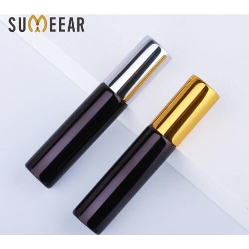 50Pcs/Lot 10ML Black Perfume Bottle UV Plating Glass Aluminum Atomizer Spray Bottles Sample Empty Containers