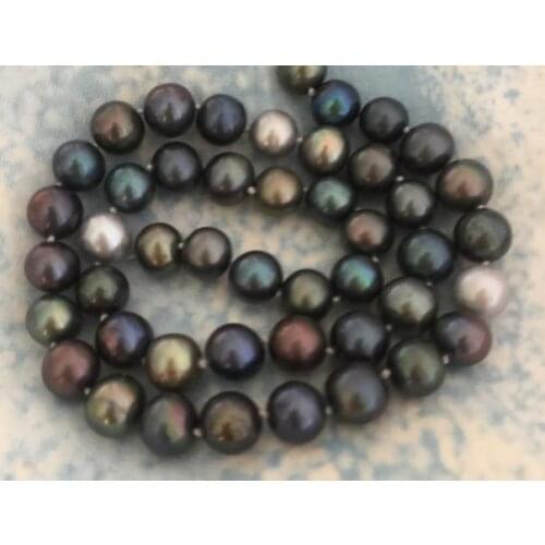 9-10mm tahitian multicolor black green red pearl necklace 18inch