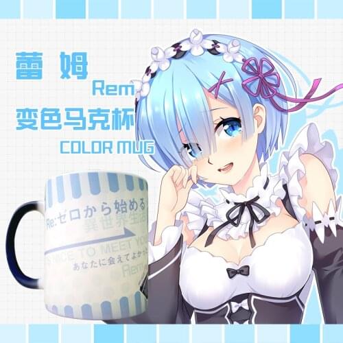 Anime Re:Life In a Different World From Zero Rem Ceramic Coffee Water Mug Cup Cartoon Gold Stamping Discoloration Xmas Gifts