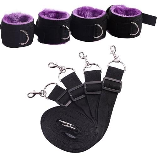 BDSM Bondage Erotic Toys Fixation Adult Game Bed Jam Sex Restraint Kit Adjustable Belt Nylon Handcuffs Ankle Cuffs Under Bed
