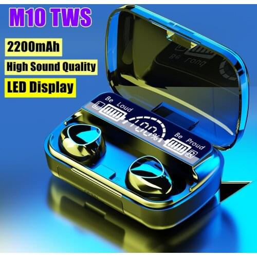 M10 TWS Wireless Earphones Touch Bluetooth-compatible 2200mAh Waterproof Stereo Sport Headsets CVC8.0 Noise Reduction Headphones