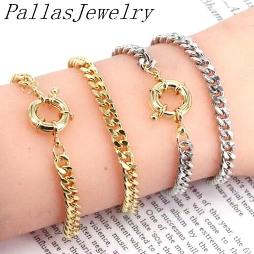 10Pcs Top Quality Curb Cuban Link Chain Bracelets for Men Women Jewelry Wristband Gifts