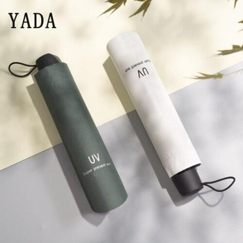 YADA Brand Quality Folding Solid Color UV Umbrellas Women Folding Rainy Umbrella Anti-UV Waterproof Parasol Umbrella Gift YD295