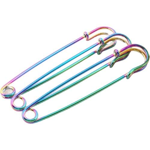 10 PCS Rainbow Safety Pins Brooch Stitch Markers Craft Safety Pins Loops Charms safety pins for jewelry-75mm/56MM