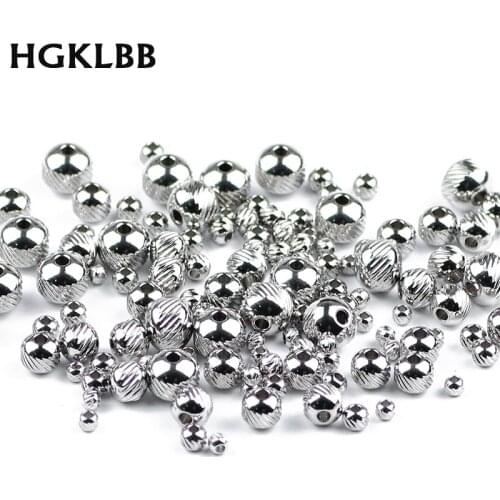 HGKLBB Stainless steel Spacer beads 3 4 6 8mm Round Metal Ball Loose beads for Jewelry Making DIY bracelets Necklace Accessories