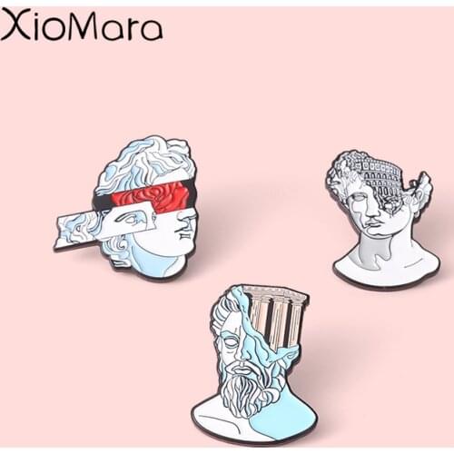 Ancient Egypt Sculptor Figure Enamel Pins Art Statue Human Brooches For Art Friend Lapel Clothes Badge Metal Jewelry Wholesale