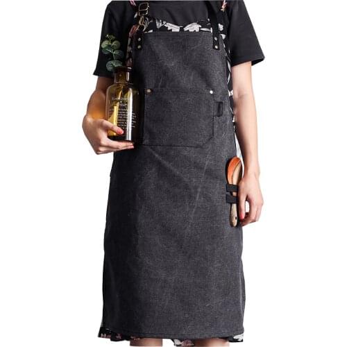 New Workshop Chef Tool kitchen Aprons for Women Man Heavy Duty Thick Water Resistant Washed Canvas with Pockets Work Wear Bib