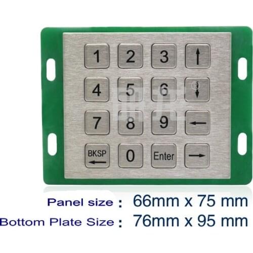 HSK66-S16 Embedded Metal Industrial 16-key Dustproof and Waterproof Digital Query Self-service Device Keyboard