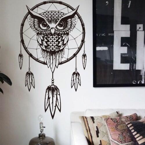 Art Design Indian Dream Catcher Decor DIY Wall sticker Owl Decals Vinyl murals Stickers Animal Wall Paper home decoration