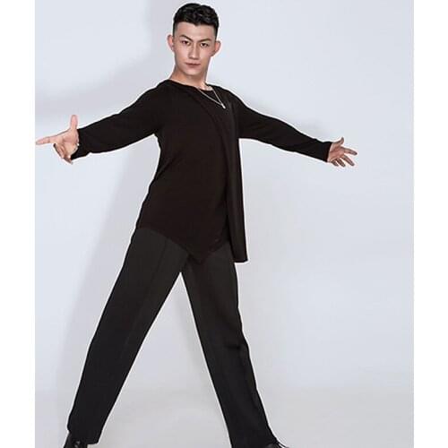 Black Latin Dance Costume For Men Fake Two Piece Ballroom Practice Wear Long Sleeve Latina Dance Tops Cha Cha Outfis JL1670
