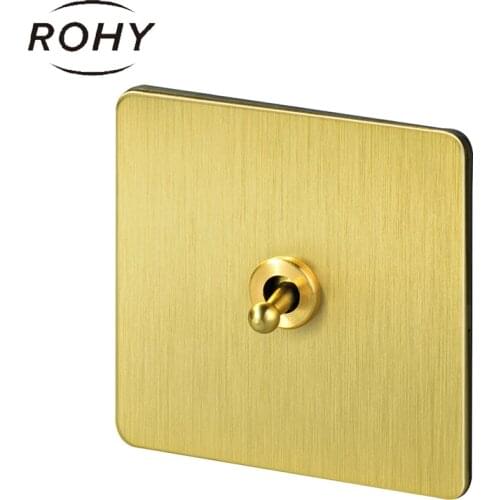 Brass Switch Gold Brass Panel 220V Retro Light Switches USB Wall Socket Toggle Light Switch Electrical Outlets Socket Wall Plugs
