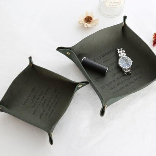 Ins Nordic Style Leather Simple Desktop Storage Tray Key Box Watch Jewelry Leather Storage Tray