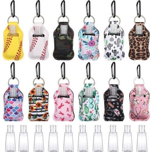 30ml Refillable Bottles with Keychain Holder Hand Sanitizer Bottle Mini Portable Travel Silicone Disinfect Gel Bottles