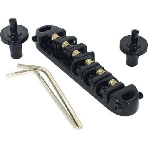 Roller Saddle Tune-O-Matic Guitar Bridge for Gibson Les Paul Electric Guitar Replacement (Black)