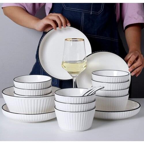 Household dishes set Nordic net red tableware ceramic bowl chopsticks simple soup bowl combination eating bowl and plate