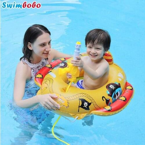 Inflatable Swim Float Infant Boat Swimming Circle Childrens Cartoon Ring Pirate Seat Training Toys Water Pool Accessories