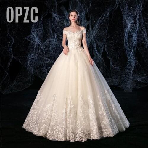 2020 New Vintage Boat Neck Off Shoulder Wedding Dress Simple Lace Embroidery Crystal Custom Made Bridal Gown Vestido De Noiva