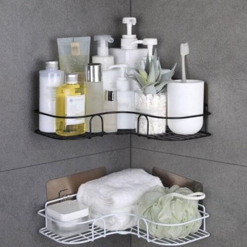Bathroom Shelf Shower Shampoo Soap Organizer Suction Wall Mounts Triangle Cosmetic Free Punch for Kitchen Toilet Storage Rack