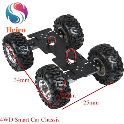 4WD RC Smart Car Chassis Off-road Large Frame With 130mm Diameter Rubber Wheel for DIY Robot Model Toy Eduational Teaching Kit