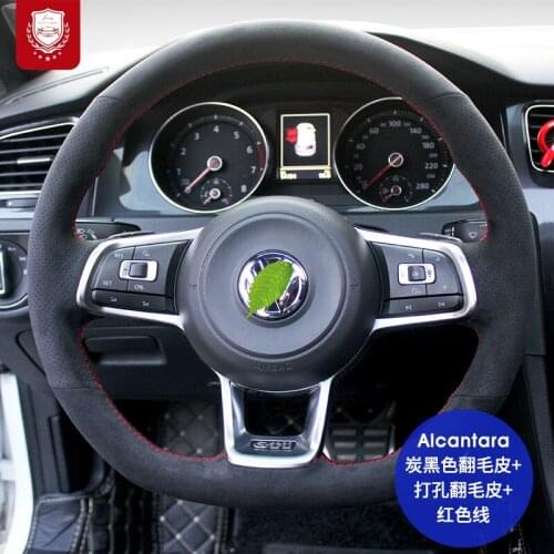 Real Alcantara steering wheel cover for VW Golf R gti Viloran T-Cross Santana Lavida suede Grip Cover car accessories