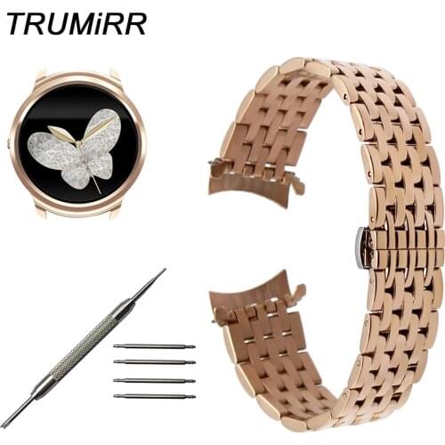 22mm Curved End Stainless Steel Watchband for Ticwatch 1 Seiko SKX007 Fossil Q Founder / Grant Watch Band Wrist Strap Bracelet