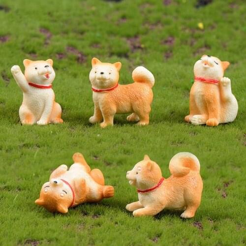 DIY Cute Akita Dog Resin Figurine Home Decor Craft Micro Landscape Decoration Accessories Fairy Garden Pet Puppy Miniatures
