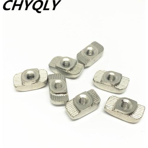 50pcs 30-M6 T Nut Hammer Nut Aluminum Connector T Fastener Sliding Nut Nickel Plated Carbon Steel for 3030 Aluminum Profile