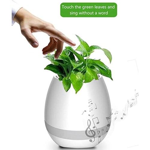 Smart Wireless Bluetooth Speaker Rechargeable LED Music Flowerpot Night Light Touch Music Plant Lamp Creative Gifts(No Plants)