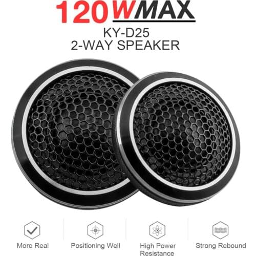 2pcs 120W 12V Universal Black Mini High Efficiency Dome Car Tweeter Stereo Speakers for Car Audio System