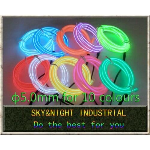 High brightness 5.0mm Neon light / EL Wire/Led Flexible Light 60M (Ten colors option) do not including invertewith Free shipping