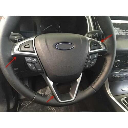 For Ford EDGE 2015-2018 High-quality ABS Chrome steering wheel Decorative patch Anti-scratch protection Car styling