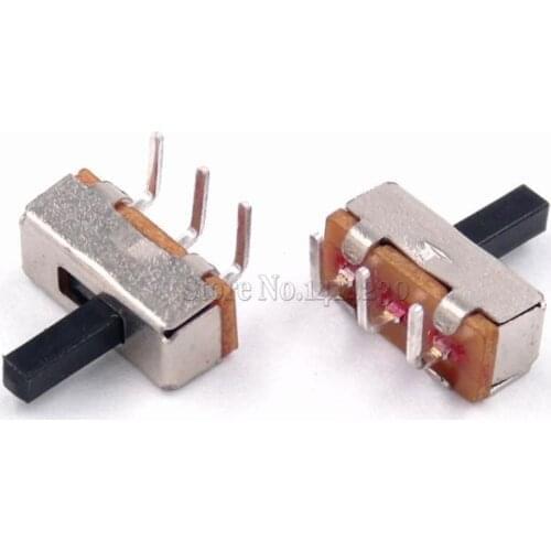 100PCS mini Slide Switch SS12D00 SS12D03G5 3pin Curved Needle 1P2T 2 Position High quality toggle switch Handle 5mm