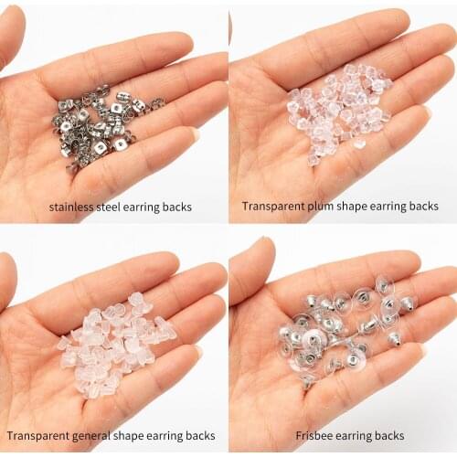 100pcs Earring Back Jewelry Findings Metal DIY Accessories Beads Ear Plugs Soft Silicone Rubber Earring Backs Plug Cap