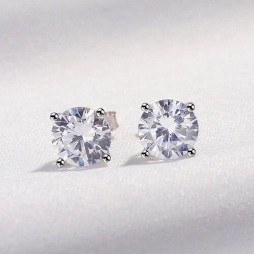 925 Sterling Silver Earrings For Women Cubic Zirconia Round 4.0mm to 7.0mm Simple Stud Earrings Gifts Classic Fine Jewelry