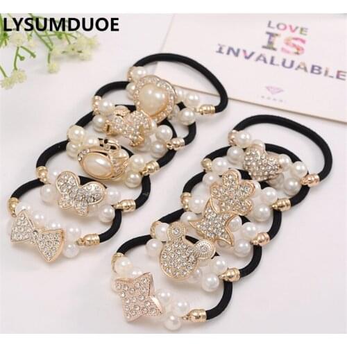 4Pcs/Lot Girls Hair Accessories Flower Headband Butterfly Pearl Elastic Hair Bands Korean Fashion Cute Headdress Hairband Women