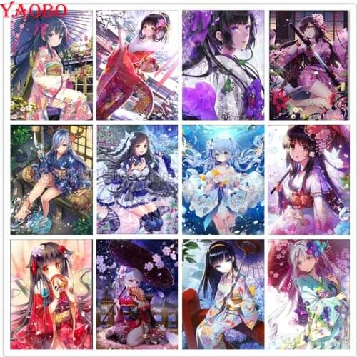 Japanese Style Full Square/Round Drill 5D DIY Diamond Painting Anime Girl Rhinestones Embroidery Cross Stitch 5D Home Decor